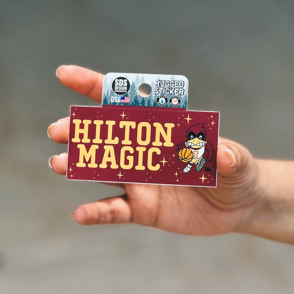 Vintage Basketball Cy Hilton Magic Rugged Sticker (1.75" x 3.5")